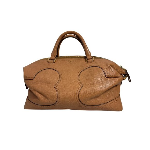 Tory Burch AMALIE Camel Satchel Shoulder Bag Pebbled Leather Beige Dust Bag - Picture 3 of 16